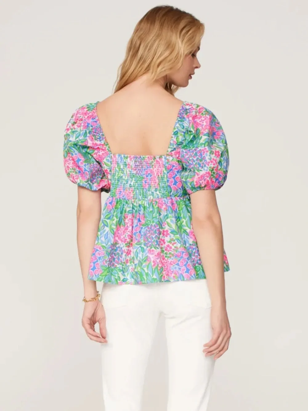 Lilly Pulitzer Kay Puff Sleeve Peplum Top